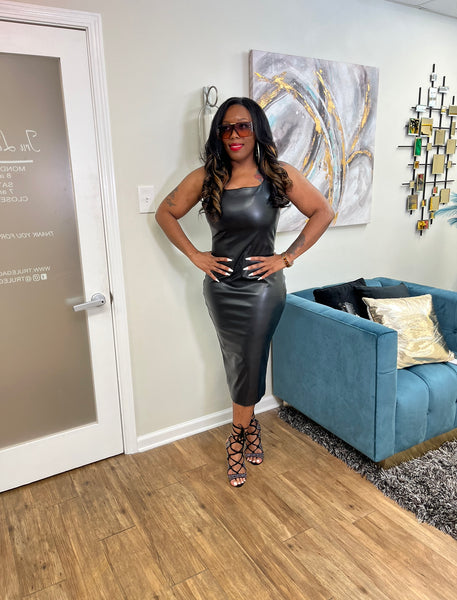 Match My Vibe Faux Leather Dress