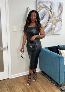 Match My Vibe Faux Leather Dress